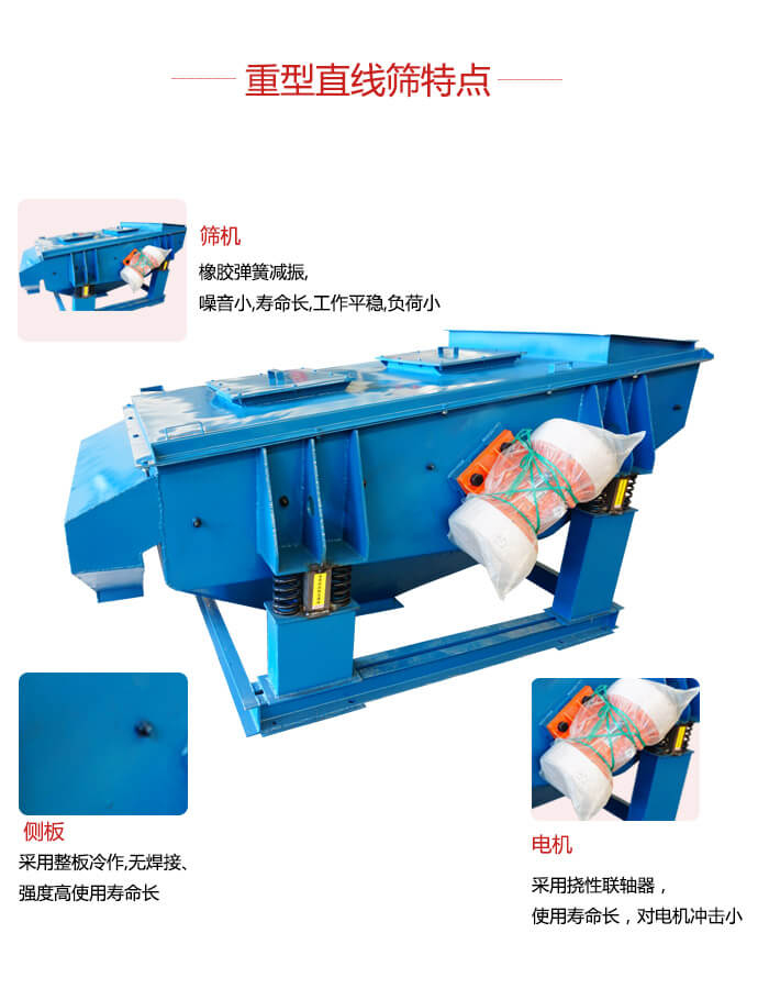 重型直線篩：篩機(jī)，側(cè)板，電機(jī)展示圖