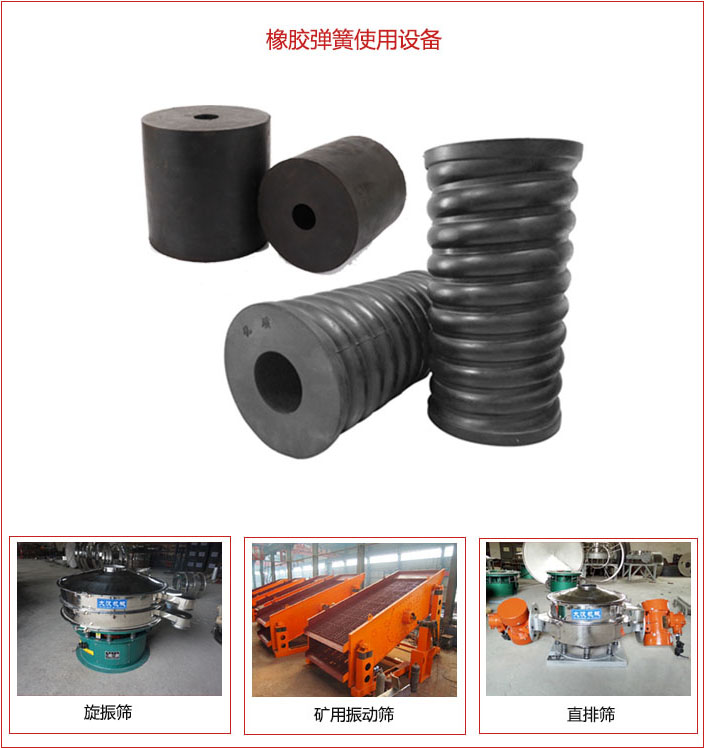 橡膠彈簧適用設備：旋振篩，礦用振動篩，直排篩等