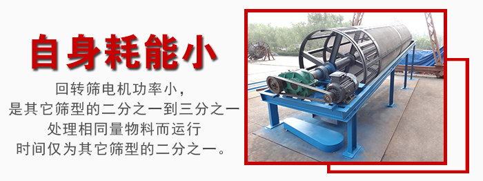 滾筒篩耗能小，使用壽命長(zhǎng)，維修方便